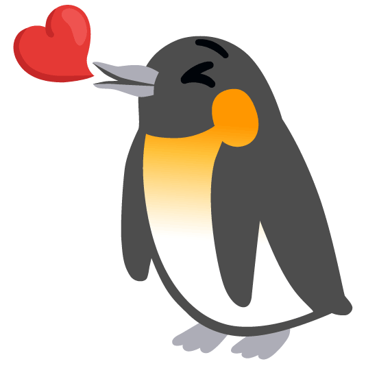 penguin kissing heart