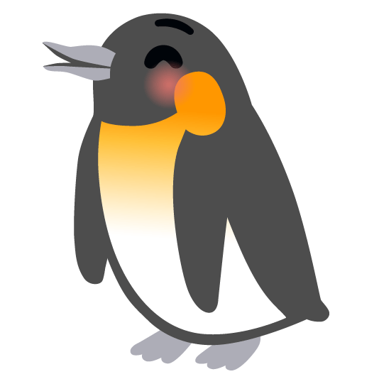 penguin kissing closed eyes