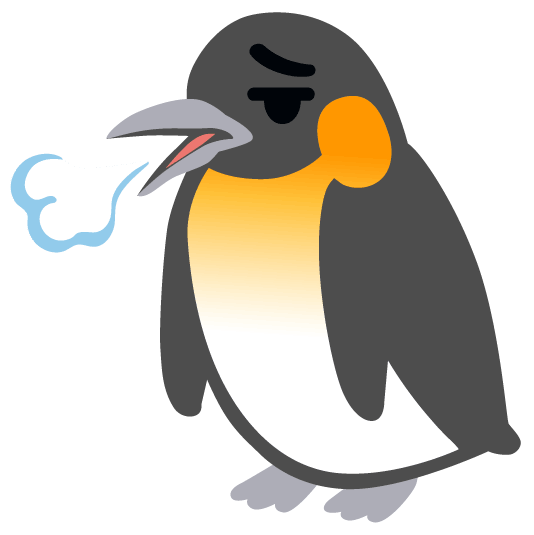 penguin face exhaling