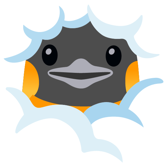 penguin face in clouds