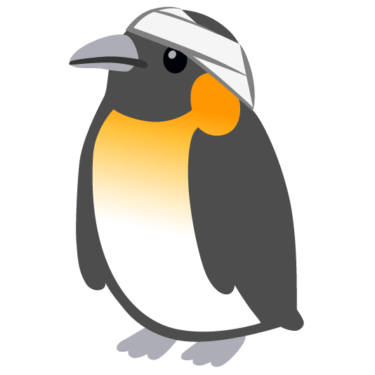 penguin face with head bandage