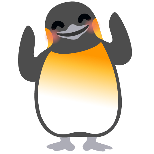 penguin hugging face