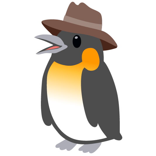 penguin face with cowboy hat