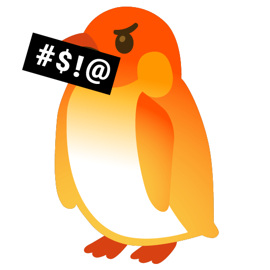 penguin face with symbols on mouth