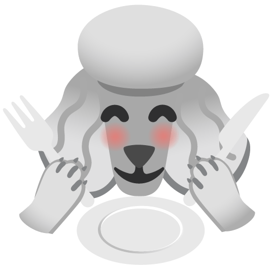 poodle knife fork plate