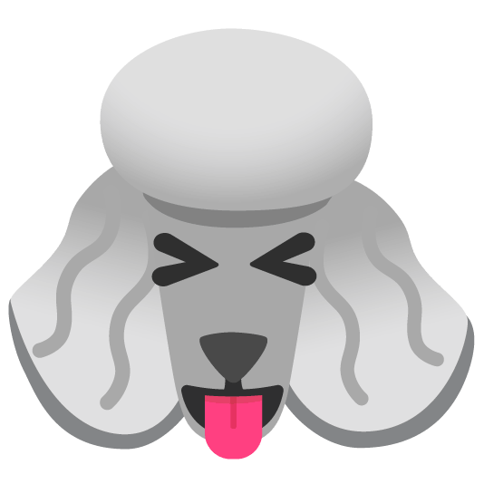 poodle stuck out tongue closed eyes