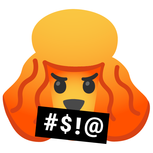 poodle face with symbols on mouth
