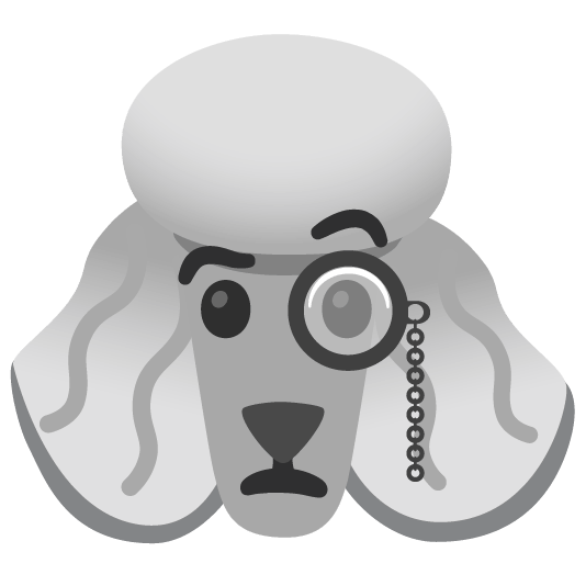 poodle face with monocle