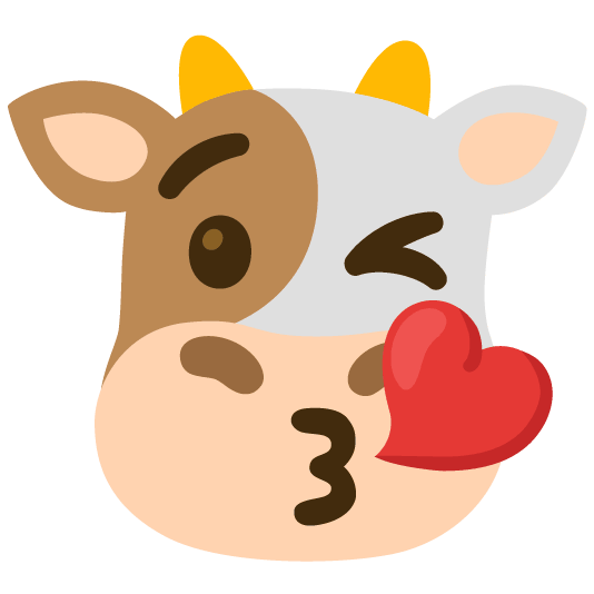 cow kissing heart