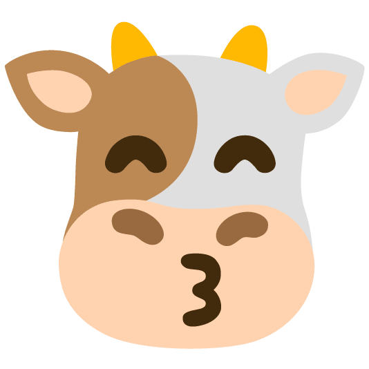 cow kissing smiling eyes