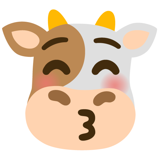 cow kissing closed eyes