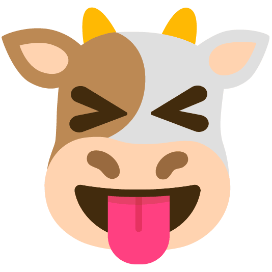 cow stuck out tongue closed eyes