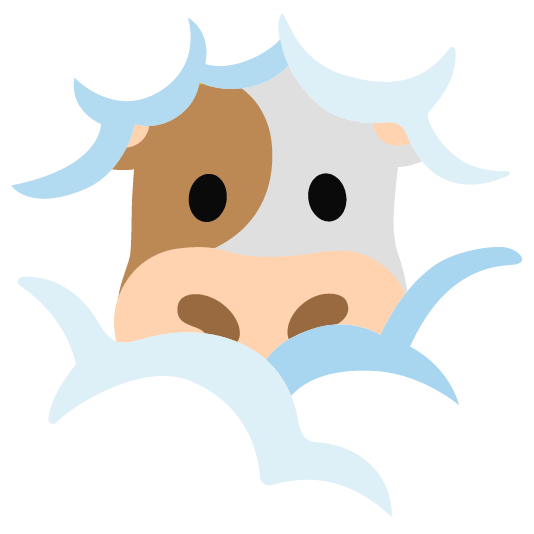 cow face in clouds
