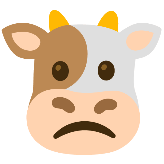 cow slightly frowning face