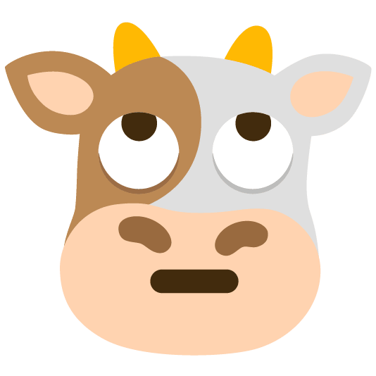 cow face with rolling eyes
