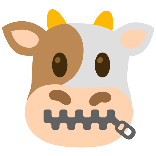 cow zipper mouth face