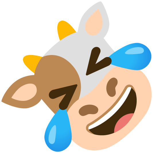 cow rolling on the floor laughing