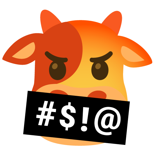 cow face with symbols on mouth