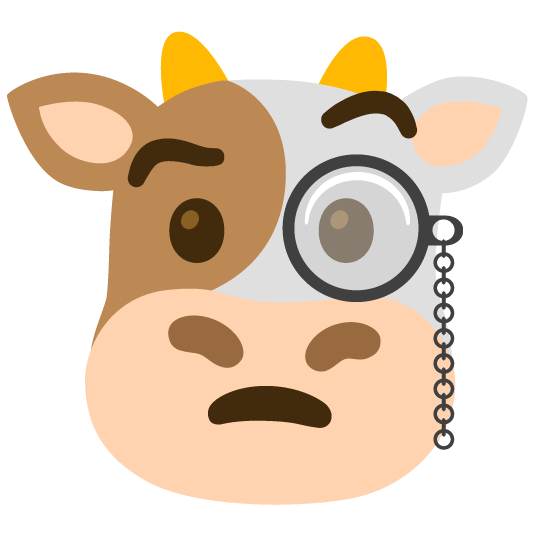 cow face with monocle