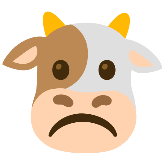 cow white frowning face