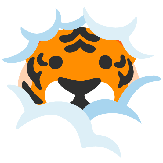 tiger face in clouds