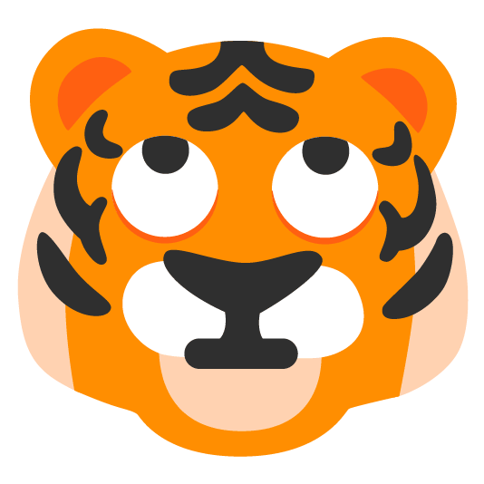 tiger face with rolling eyes