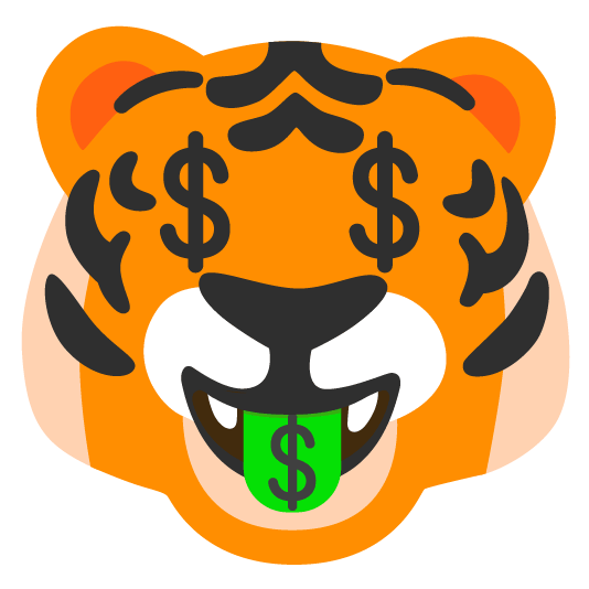 tiger money mouth face