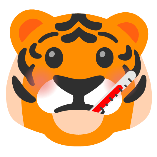 tiger face with thermometer