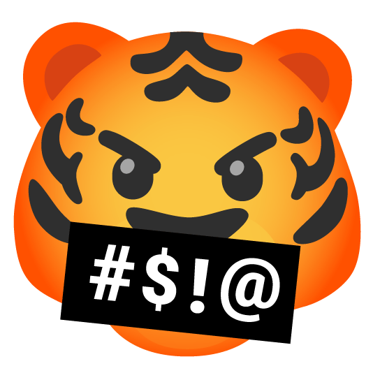 tiger face with symbols on mouth