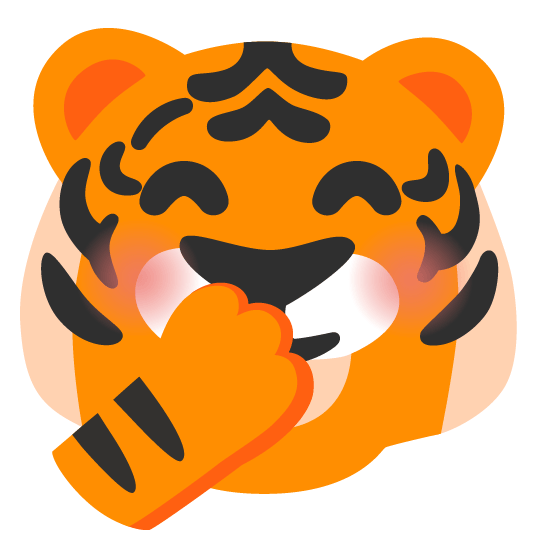 tiger face with hand over mouth