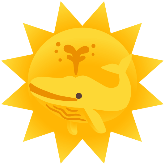 whale sun with face
