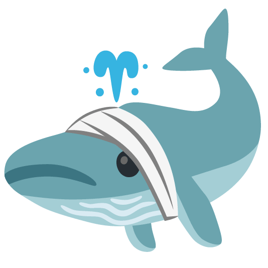 whale face with head bandage