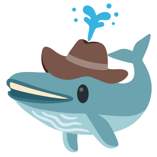 whale face with cowboy hat