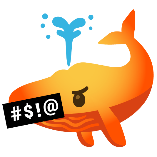 whale face with symbols on mouth