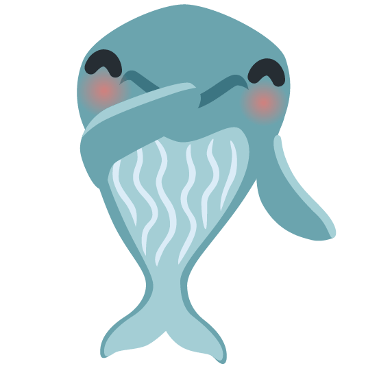 whale face with hand over mouth