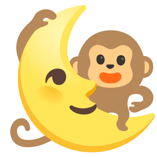 monkey face last quarter moon with face