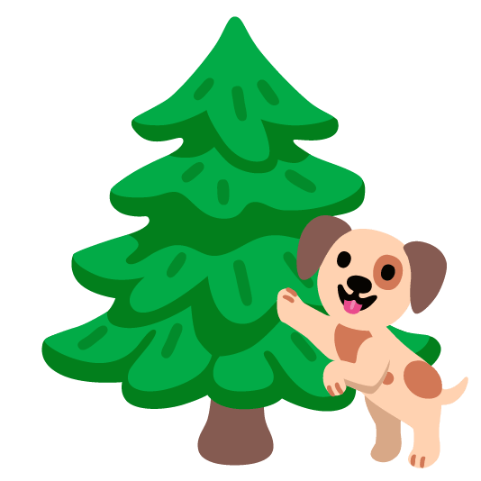 dog evergreen tree