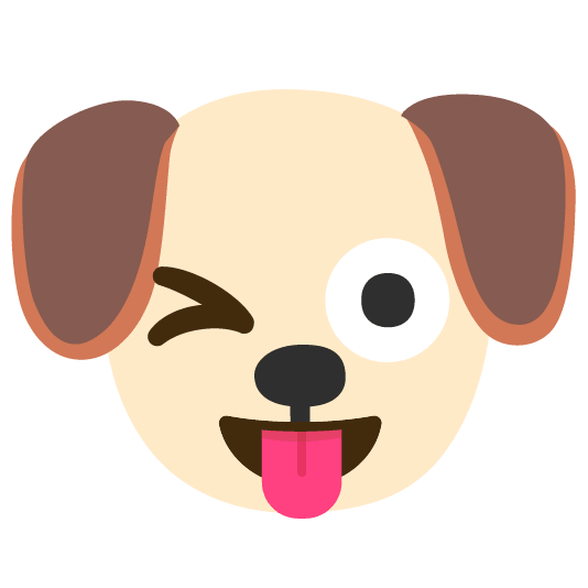 dog stuck out tongue winking eye