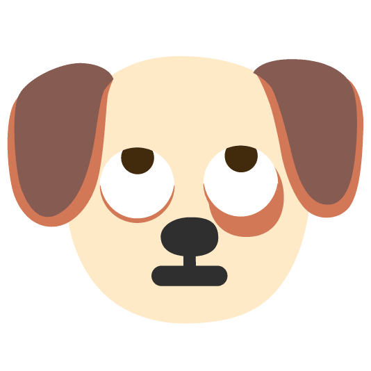 dog face with rolling eyes
