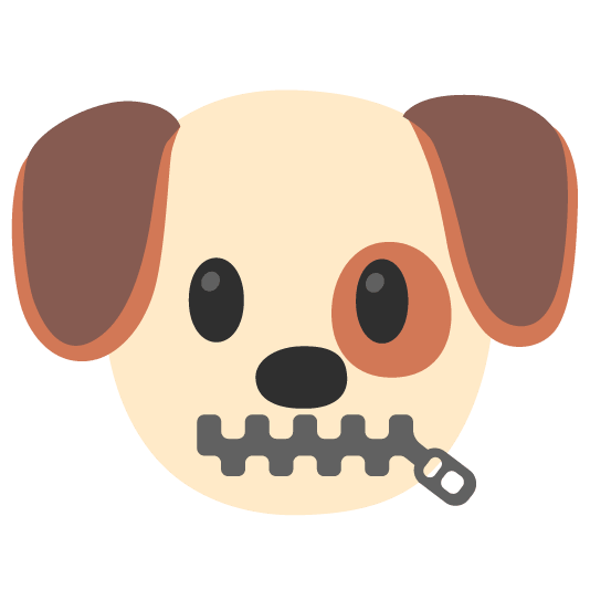 dog zipper mouth face