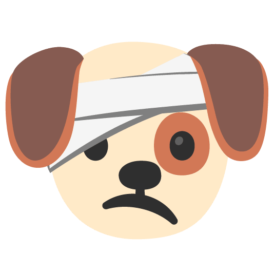 dog face with head bandage