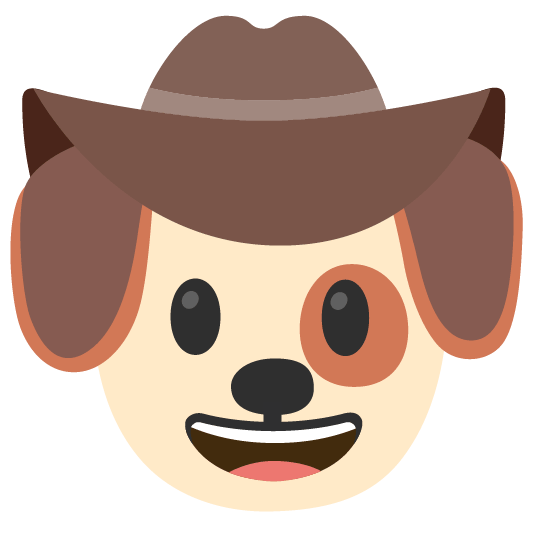 dog face with cowboy hat