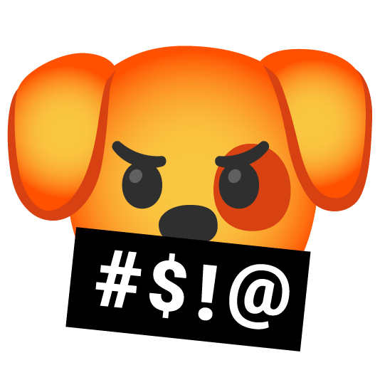 dog face with symbols on mouth