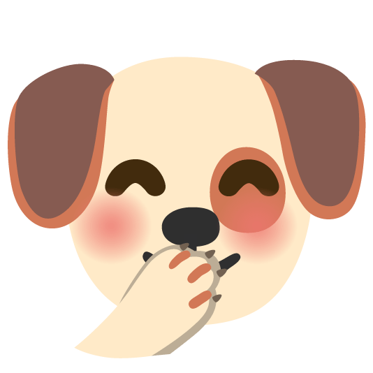 dog face with hand over mouth