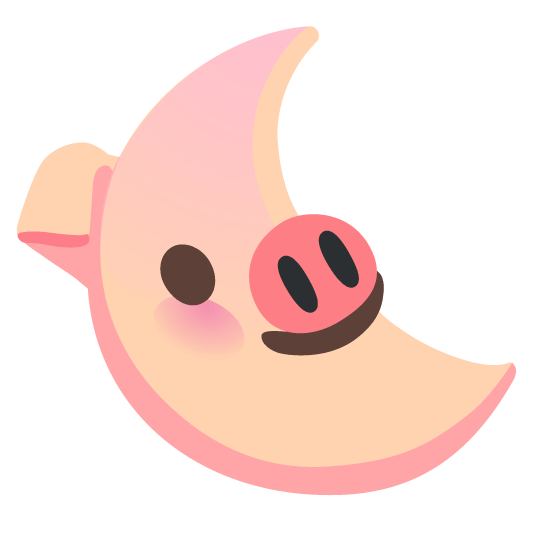 pig last quarter moon with face