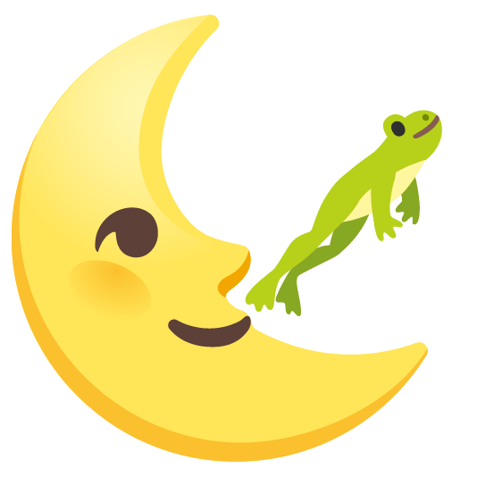 frog last quarter moon with face