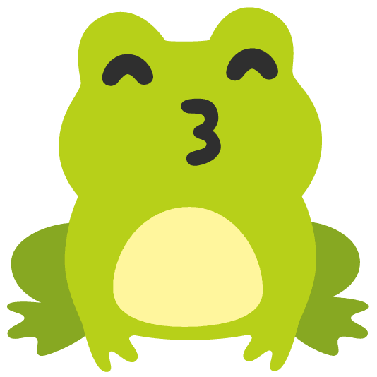 frog kissing smiling eyes