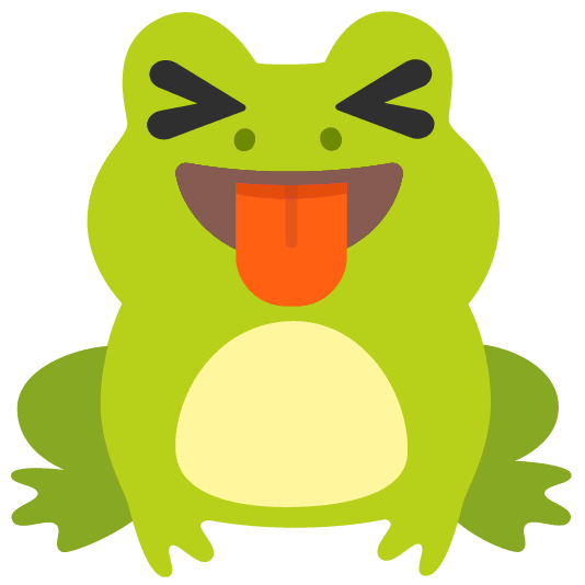 frog stuck out tongue closed eyes