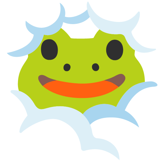 frog face in clouds
