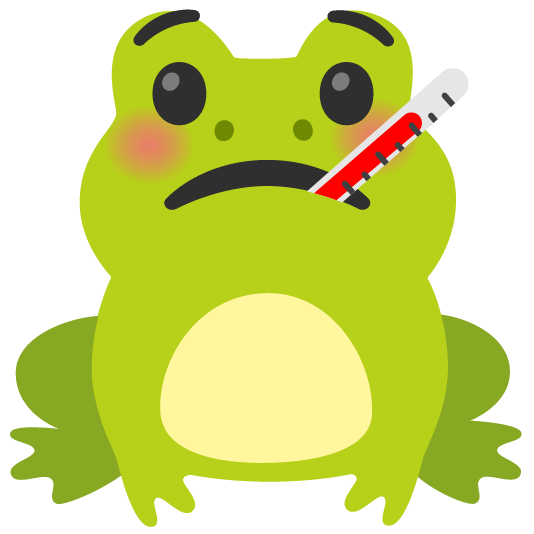 frog face with thermometer